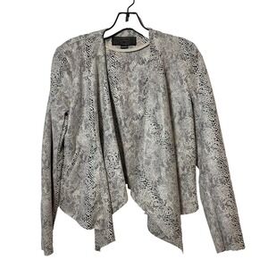 BLANKNYC Snake Print Faux Leather Drape Jacket‎ Womens XS Gray Open Motorcycle